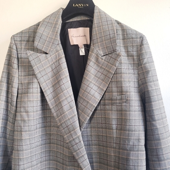 New Anthropologie Hutch Classic Longline Double Breasted Plaid Maize Blazer Sz M - Picture 13 of 17
